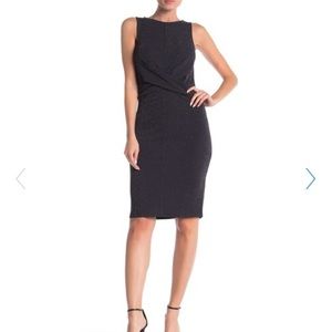 Grey metallic stitch twist front dress